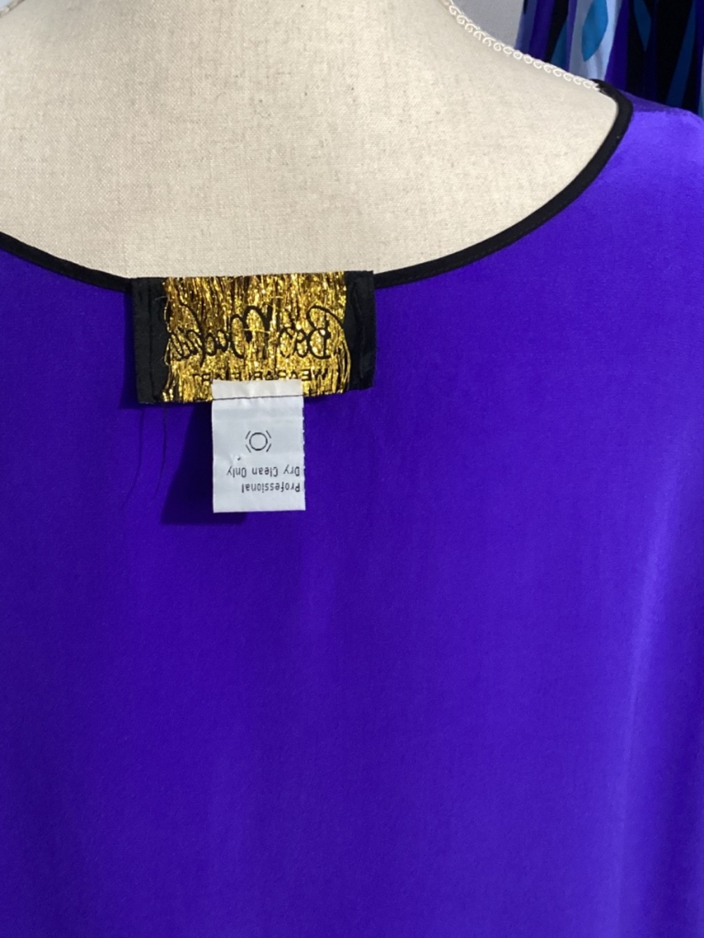 VTG BOB MACKIE WEARABLE ART PLUS 1X 100% SILK TWINSET TANK TOP TUNIC BLUE PURPLE - Picture 15 of 15